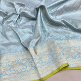Sky Blue colour pure katan silk Handwoven banarasi Tanchoi saree