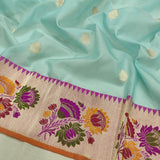 Sky blue Colour Pure Kora Silk Handwoven Banarasi Saree