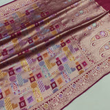 Multicolor Pure Katan Silk Handwoven Banarasi Saree