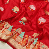 Red Colour Pure Katan Silk Handwoven Banarasi Saree