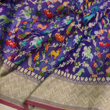 Royal blue Pure Kora Silk Handwoven Banarasi Saree