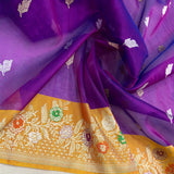 Dual shade pure kora Handwoven Banarasi saree