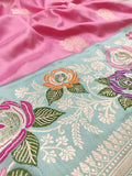 Pink colour pure Katan Silk Handwoven Banarasi Saree