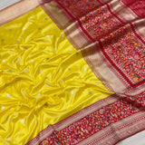 Yellow colour Pure Katan Silk Handwoven Banarasi Saree