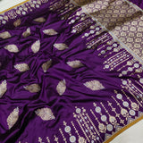 Purple colour katan silk handwoven banarasi y