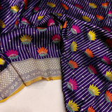 Purple colour pure Katan Silk Handwoven Banarasi Saree