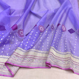 Lavender colour pure kora Handwoven Banarasi saree