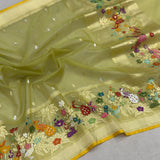 Pure Kora handwoven Banarasi saree