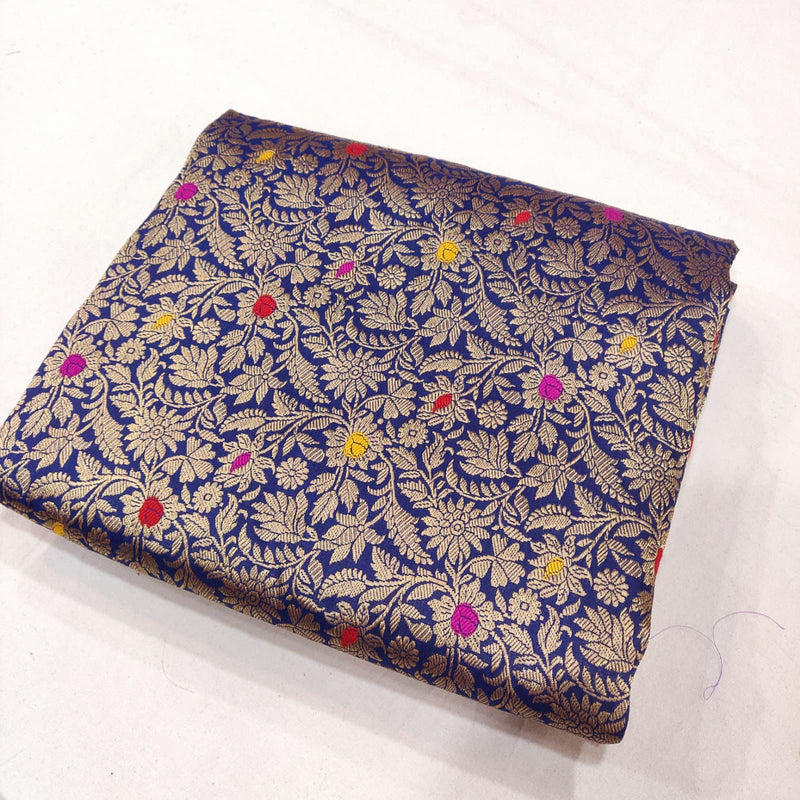 Nevi blue colour Pure Banarasi katan silk Fabric