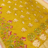 Yellow colour pure katan silk Handwoven banarasi saree