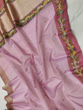 Lavender Colour Pure Kora Silk Handwoven Banarasi Saree