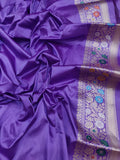 Lavender colour pure katan silk handwoven banarasi saree