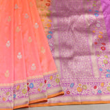 Dual shade pure katan silk Handwoven banarasi saree