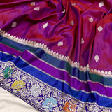 Dual shade pure katan silk Handwoven banarasi saree