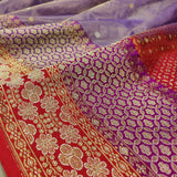 Lavender colour pure tissue handwoven banarasi saree