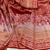 Red colour pure katan silk Handwoven banarasi tanchoi saree