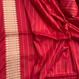 Red colour pure katan silk Handwoven banarasi saree