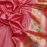 Pink colour pure katan silk handwoven banarasi saree