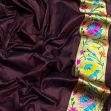 Brown colour pure katan silk handwoven banarasi saree