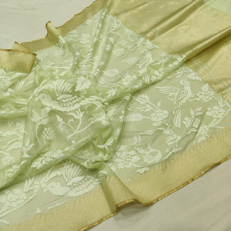 Pure Kora Net Handwoven Banarasi Saree