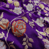 Purple Colour Pure Katan Silk Handwoven Banarasi Saree