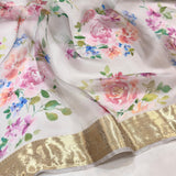 Multicolour pure kora Handwoven Banarasi saree
