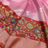 Pink colour pure tissue Handwoven banarasi saree