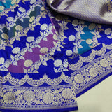 Royal Blue pure katan silk Handwoven banarasi rangkat saree