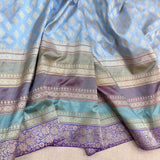 Sky Blue colour pure katan silk Handwoven banarasi saree
