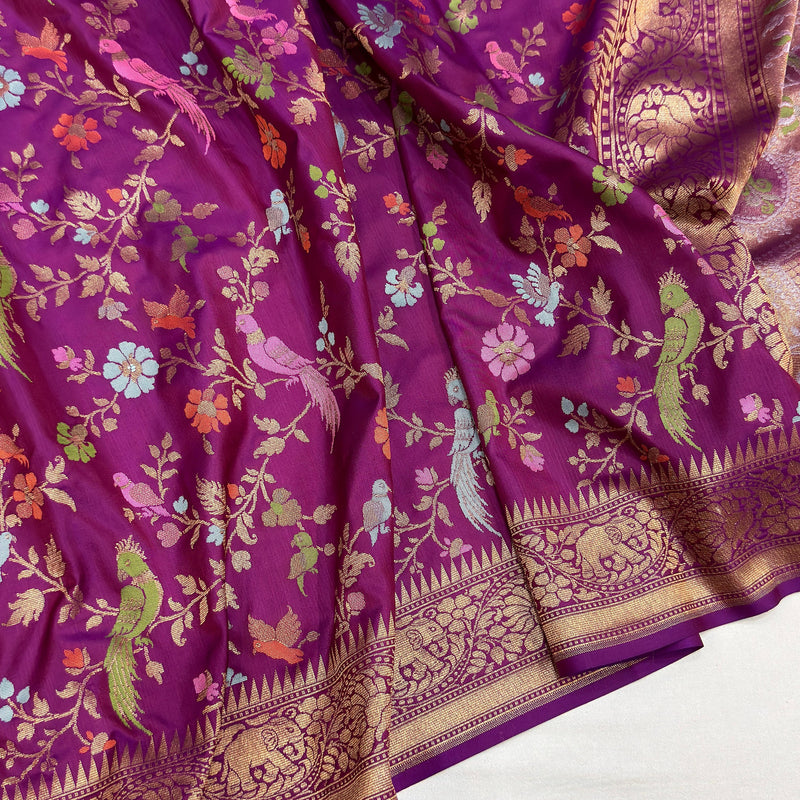Magenta Color Pure Katan Silk Handwoven Banarasi Saree