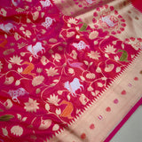 Dual shade pure katan silk Handwoven banarasi saree