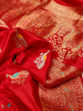 Red colour pure Katan Silk Handwoven Banarasi Saree