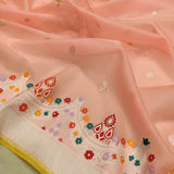 Peach colour Pure Kora Silk Handwoven Banarasi Saree