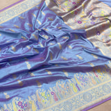 Dual Shade Pure Katan Silk Handwoven Banarasi Saree