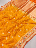 Orange Colour Pure Katan Silk Handwoven Banarasi Saree