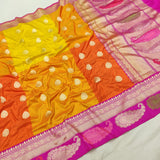 Multicolor Pure Katan Silk Handwoven Banarasi Saree