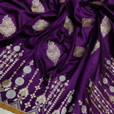 Purple colour katan silk handwoven banarasi y