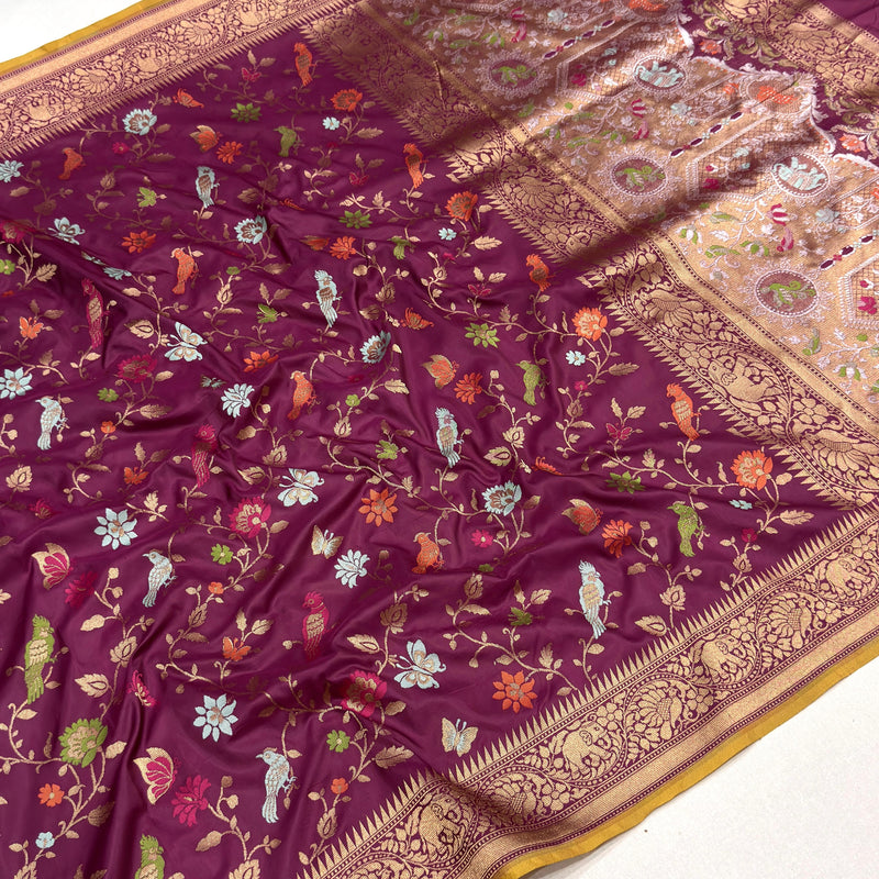 Pure katan silk Handwoven banarasi saree