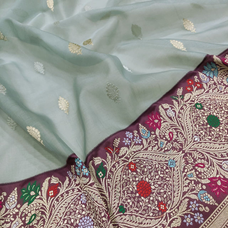 Pure Kora Silk Handwoven Banarasi Saree