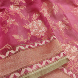 Pink colour pure cotton handwoven Banarasi saree