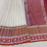 White colour pure Kora handwoven Banarasi saree