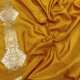 Mustard yellow Colour Pure Katan Silk Handwoven Banarasi Saree