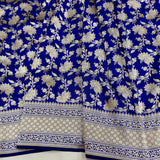 Royal blue colour pure katan silk Handwoven banarasi saree