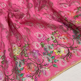 Pink colour pure kora net handwoven Banarasi saree