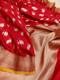 Red colour Pure Katan Silk Handwoven Banarasi Saree
