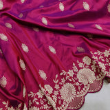 Wine Color Katan Silk Handwoven Banarasi Saree