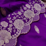 Purple colour pure katan silk handwoven banarasi saree
