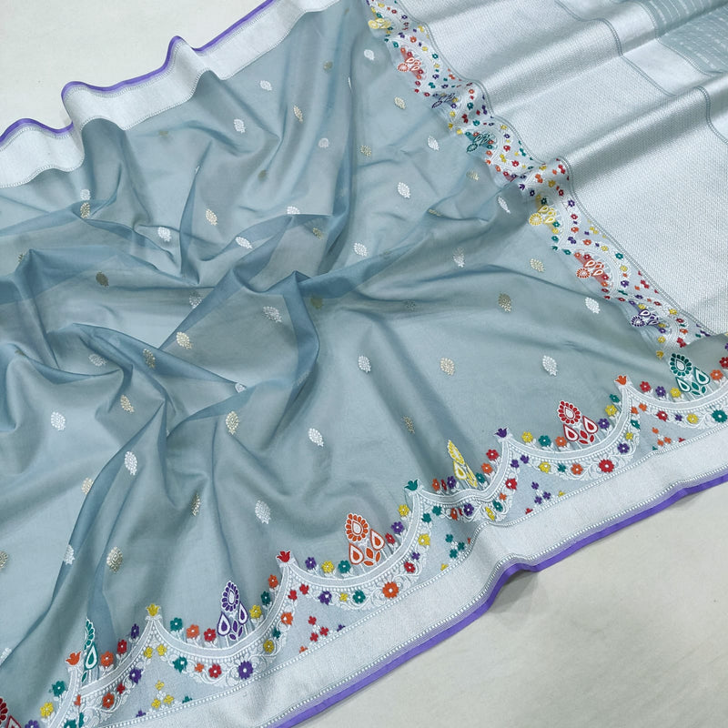 Pure Kora Silk Handwoven Banarasi Saree