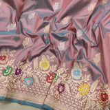 Dual shade pure katan silk Handwoven banarasi saree