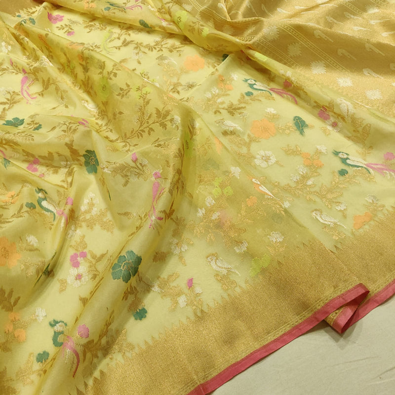 Pure Kora Silk Handwoven Banarasi Saree